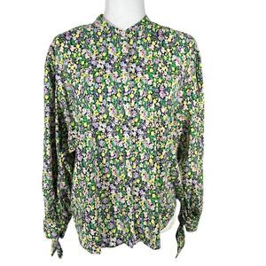 Maeve Blouse Cotton Floral Print Small Multicolor Long-Sleeve Blouse By Anthropo